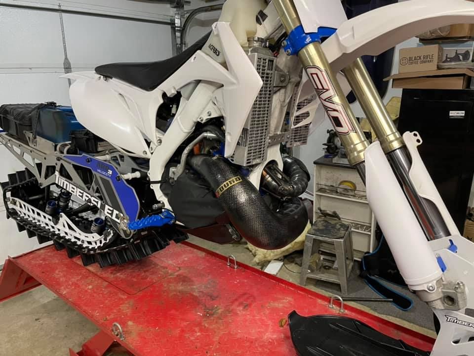 CR500 Snow bike expansion chamber. Increased Horsepower, Carbon Fiber Guard. Hygge Performance Expansion Chamber Cone pipe handmade.